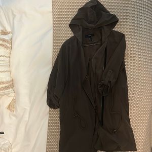 Dark olive green, light weight, trench coat